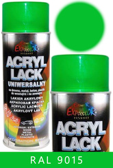 Farba lakier akrylowy fluorescencyjny uniwersalny zielony do drewna, metalu, betonu i plastiku RAL 9015 EUROCOLOR 400 ml